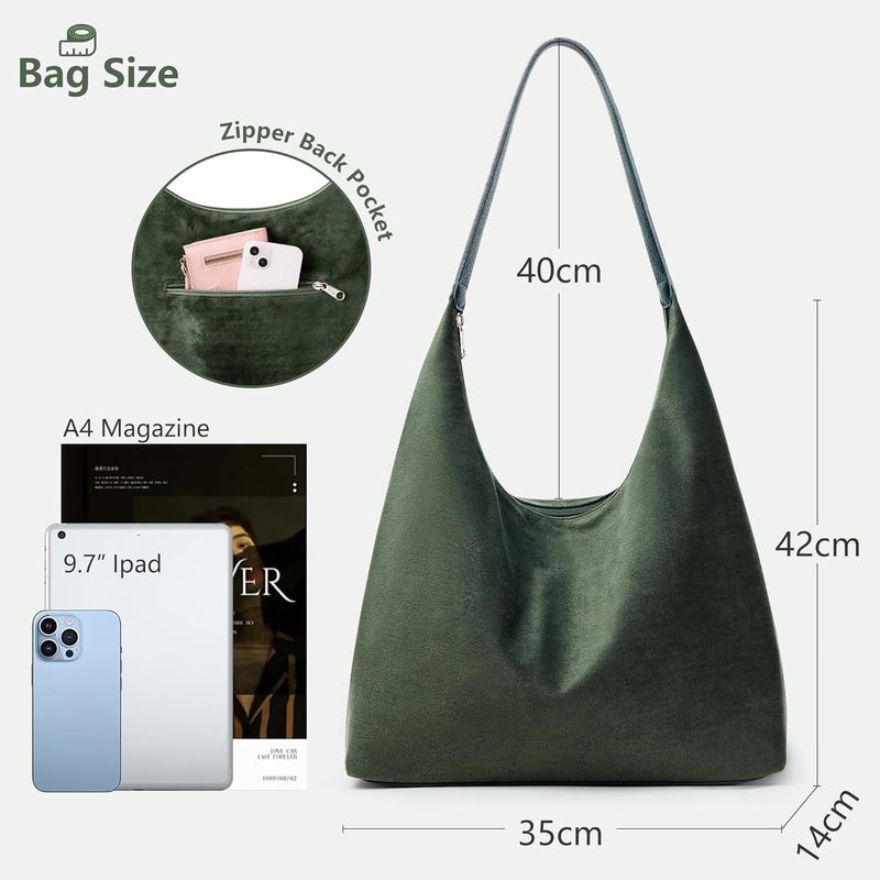 KALIDI Casual Tote Bag Vegan Leather Hobo Zipper Work Bag Weekender Shoulder for Women Shoulder Travel Purse - Image 5